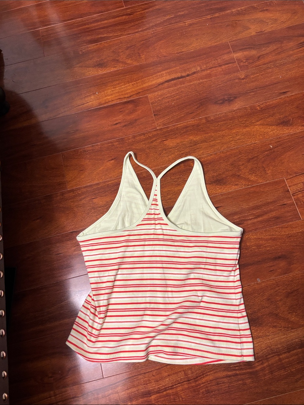 Striped Yellow and Red Racerback Tank Top with Built In bra - Picture 2 of 2